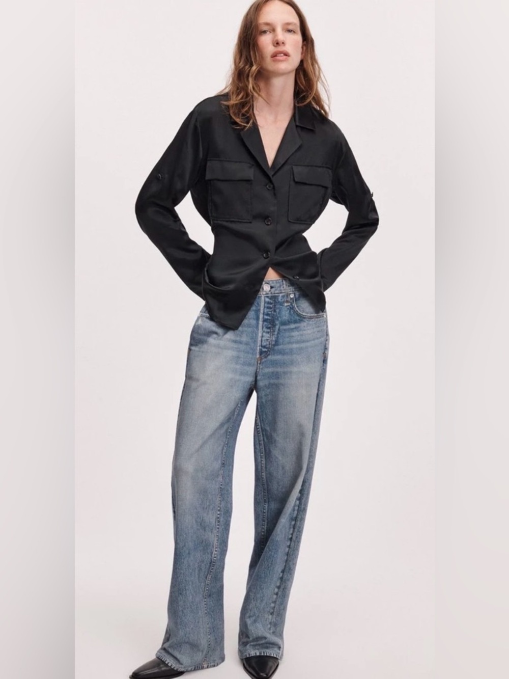rag & bone Miramar Wide Leg Pants S Cotton Terry Faux Denim Sweatpants Scarlet